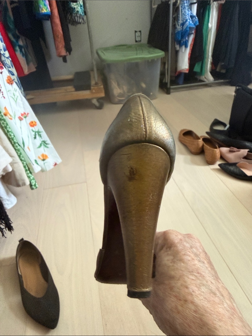 Prada Gold Metallic Peep-Toe Pumps - Picture 2 of 5